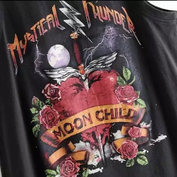 Mystical Thunder Moon Child Black Graphic Tank Top - Picture 3 of 6